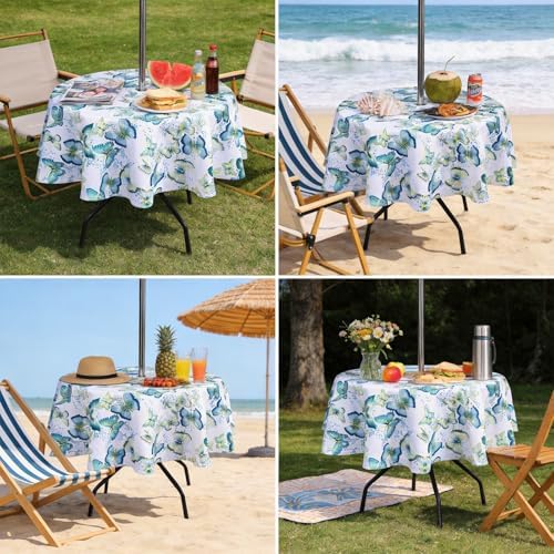 SUQ I OME Outdoor Tablecloth, Green Butterfly, 60'' Round with Zipper - Image 7