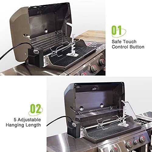 Universal Rotisserie Grill Kit, 360° Automatic Rotating Rotisserie Kit - Image 3