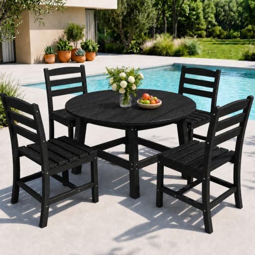 Pamapic Patio Dining Table Set, 5-Piece Outdoor Dining Set for 4, Black - Image 4