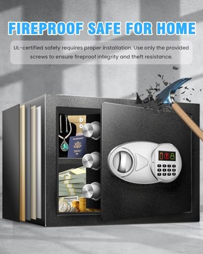 TOTOY 2.0 CuFt Steel Fireproof Safe Lock Box with Fire Proof Document Bag - Image 2