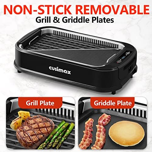 Indoor Grill, CUSIMAX Smokeless Grill Indoor, 1500W Electric Grill Griddle - Image 2