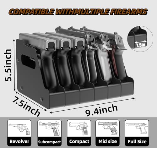 HEKAGURA Pistol Rack for Gun Safe, Can Hold up to 4-8 Pistols, with Foam Protection to Prevent Scratches on The Guns for Revolvers, Glock 17 19 23 Gun Safe Accessories - Image 2