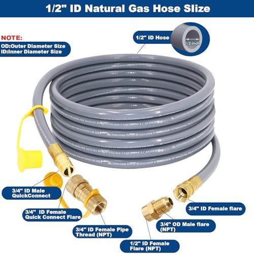 24 Feet 1/2-Inch ID Natural Gas Hose with Quick Connect Fitting for weber, charbroi, Grill, Pizza Oven, Patio Heater and More NG Appliance, Propane to Natural Gas Conversion Kit - CSA Certified - Image 2