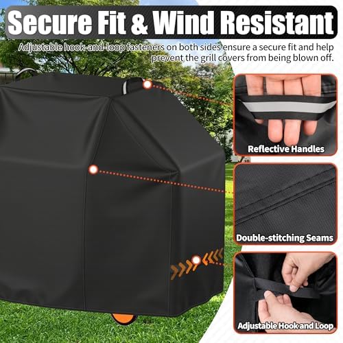 i COVER Grill Cover, 70 inch BBQ Grill Cover for Outdoor Grill, Waterproof BBQ Cover, Fade Resistant Large Barbecue Gas Grill Covers for Weber, Charbroil, Brinkmann, Nexgrill and More - Image 4
