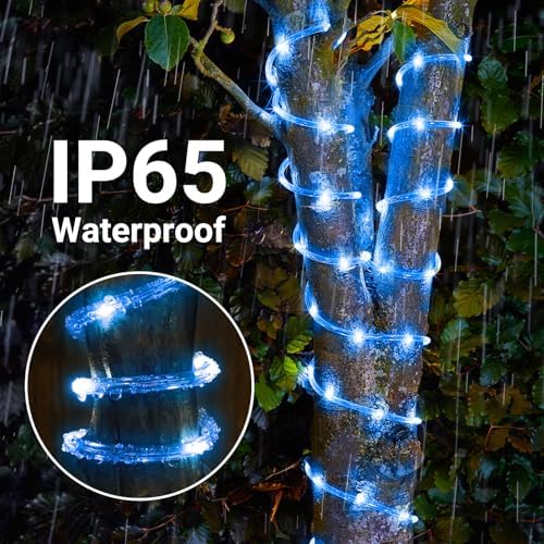 Solar Rope Lights, 2 Pack Total 66ft 200LED Solar String Lights, 8 Modes - Image 5
