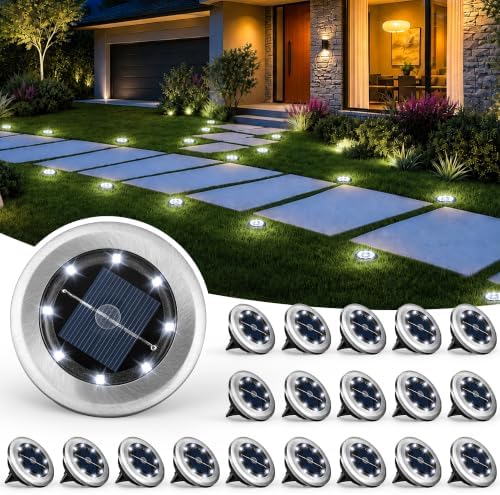 SOLPEX 20 Pack Small Solar Ground Lights, Pathway Lights Cool White by Solpex