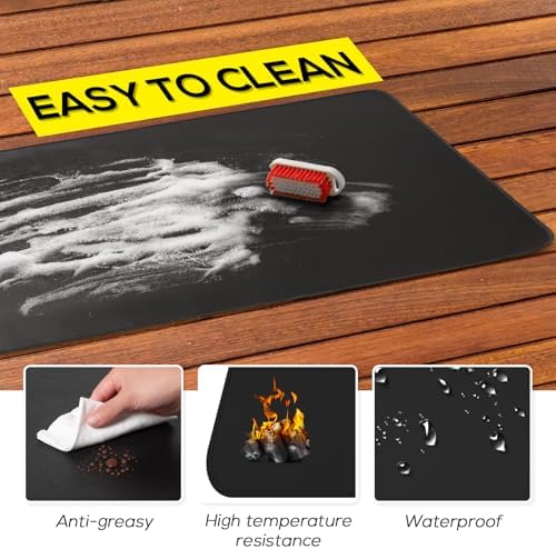 FLASLD Under BBQ Mat, 36x48 inches Large Under Grill Mats for Outdoor Grill, Double-Sided Fireproof Protective Mat, Oilproof Waterproof BBQ Fire Pit Fireplace Mat - Image 6