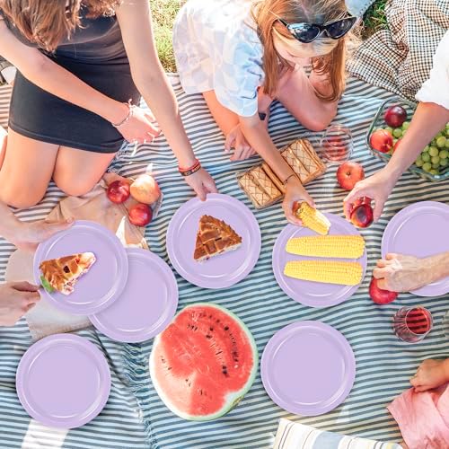 50 Pack Lavender Paper Dessert Plates 7" Round Disposable Purple Plates - Image 4