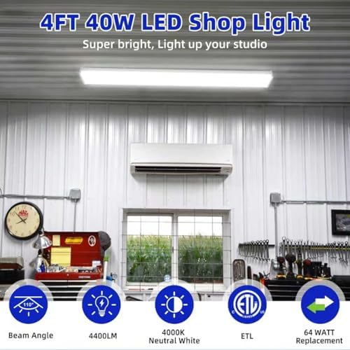 hykolity 4FT 5.7" W LED Wraparound Light, 40W, 4400lm, 4000K, 110LM/W - Image 2