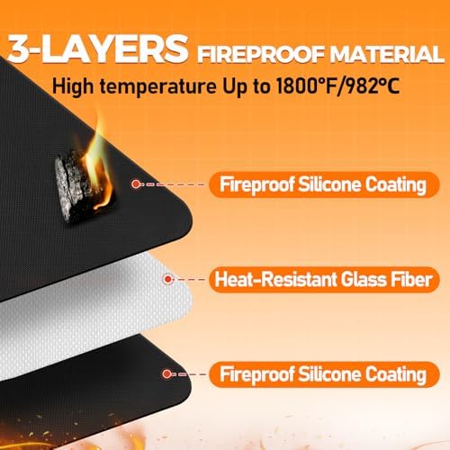 Fireproof Fireplace Rug for Home Protection, 4'11'' x 3'4'' x 0.04'', Black - Image 4