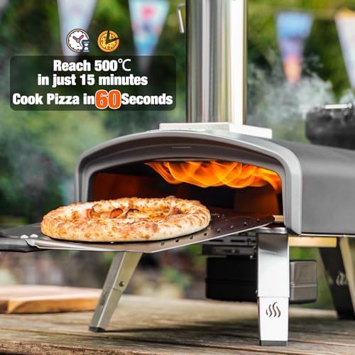 Mimiuo 12" Outdoor Wood Pellet Pizza Oven w/Auto-Rotating Stone, 60S Bake - Image 4