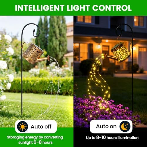 2 Pack Solar Watering Can, Metal Solar Lights Outdoor Waterproof, Hanging Lantern Decoration for Yard Outside Patio Lawn, Gardening Gifts for Women Mom Grandma - Image 5