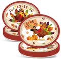 Qyeahkj 50 PCS Thanksgiving Oval Paper Plates Large 11” Disposable Turkey Party Decorations Fall Autumn Supplies Favor for Harvest Dinner Home Kitchen Serving Dish Party Tableware Set by Qyeahkj