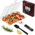 SHIZZO Shallow Grill Basket Gift Set with Basting Brush, Gift Box by SHIZZO