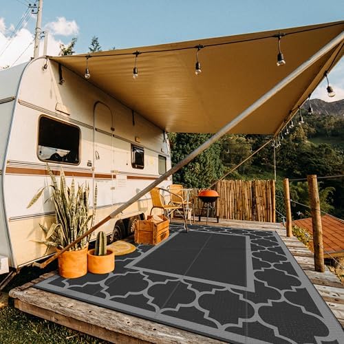 GENIMO Outdoor Rug, Waterproof Plastic Rugs 10'x14' for Camping Blue Gray - Image 3