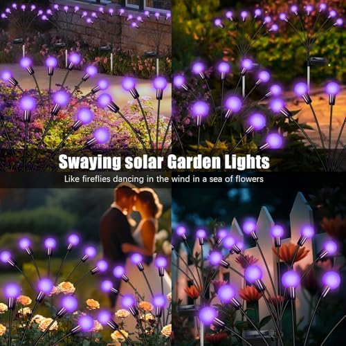 NBQQ Solar Lights Outdoor 4 Pack of 24 LEDs Swaying Firefly Garden Decor - Image 6