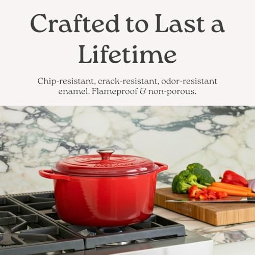 Rossallini Enameled Cast Iron Oval Dutch Oven with Lid, 5 Qt, Indigo Blue - Image 5