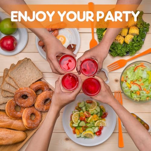 60 Pcs Orange Disposable Plastic Forks Cutlery Heavy Duty Dinnerware Plastic Silverware Flatware for Home Office School Party Picnics Restaurant Outdoor Events or Every Day Use (Orange) - Image 4