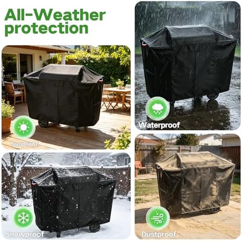 44 Inch Grill Cover for Charcoal Grills with Two Side Tables - Image 6