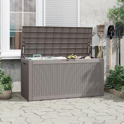 Outdoor Storage Waterproof Deck Box for Patio (100 Gallon, Grey) - Image 6