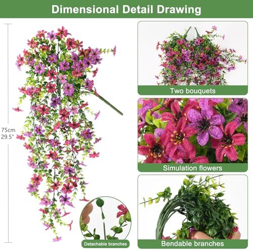 Artificial Fake Hanging Flowers Plants for Outdoor Spring Summer Decoration - Image 2