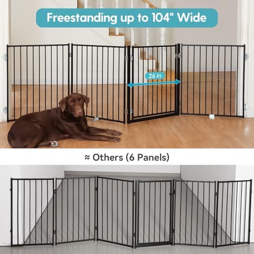 No Pawblems Freestanding Dog Gate with Door for Indoor & Outdoor, 30'' Tall - Image 2