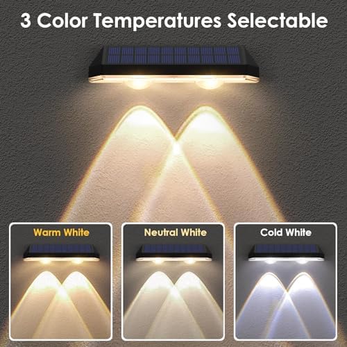 LIANGLOME Solar Fence Lights - 2PK Solar Outdoor Light Warm White/Daylight White/Cold White 3 Modes Deck Lights for Outside, Deck Fences, Stair Railings, Pools and Walls - Image 3