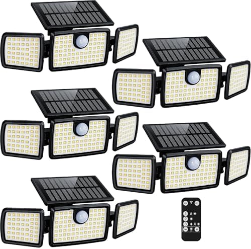 MIHANI Solar Lights Outdoor, Quick Charge Solar Motion Deck Lights Outdoor for Deck with High Brightness, Larger Built-in Tempered Glass Panel, Sensitive PIR Motion Inductor (Remote,5 Pack) by MIHANI