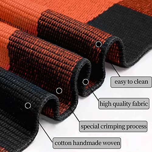 SEEKSEE Halloween Decor Buffalo Plaid Outdoor Rug 27.5x43 Orange and Black Front Door Mat, Layering Rug for Porch, Halloween Doormat, Front Porch Rug for Outdoor Entrance Entryway Patio Porch Decor - Image 4