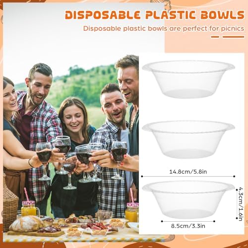 30 Pack 12 oz Clear Disposable Plastic Bowls Dessert, Ice Cream, Salad, Soup Serving Cups for Party, Picnic, Food Snacks (Clear) - Image 2