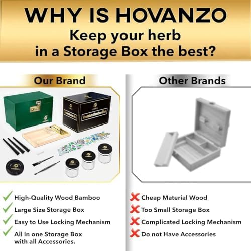 HOVANZO Premium Large Bamboo Storage Box with Organizer Tray - Storage Wood Box and Accessories - Decorative Box with Combination Lock - Large Wooden Container - Box Kit with Glass Jars - Image 2
