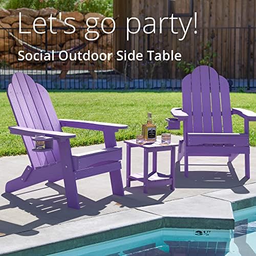 LUE BONA Outdoor Side Table, 2-Tier HDPS Small Patio Table, Purple - Image 4