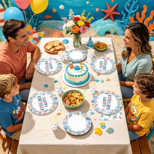 168Pcs Seashell Ocean Birthday Supplies for Summer Birthday Serves 24 - Image 6