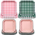 Pickmesh 100 Pcs Camp Gingham Paper Plate Disposable Scalloped Plaid Plate by Pickmesh