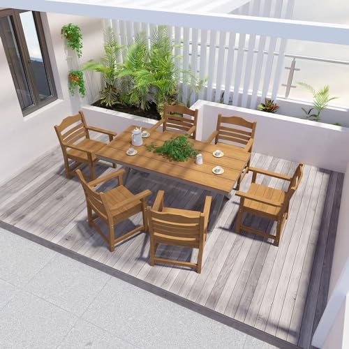 70.87inch Rectangular Dining Table with X Shape Aluminum Table Leg,Metal Base, Teak - Image 5