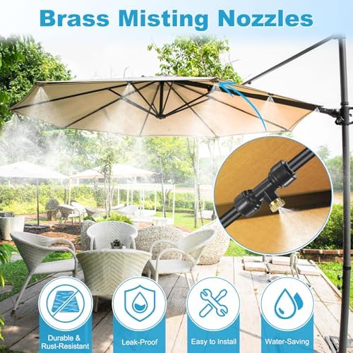 M METERXITY 20-Pack Brass Misting Nozzles, 0.012inch/0.3mm Orifice Heavy Duty 10/24 UNC Screw Thread Misting Nozzle Plug for Outdoor Spray Cooling System/Patio Mist System/Dust Control - Image 2