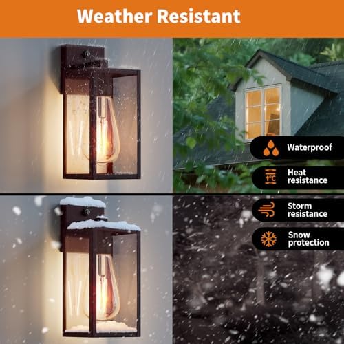 13'' Oil Rubbed Bronze Dusk to Dawn Outdoor Light Fixtures Wall Mount, Large Front Porch Lights, Sensor Exterior Wall Sconce, Waterproof Lantern Lamp,Outside Coach Light for House,Garage,Yard - Image 4