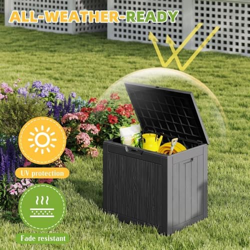 ROJIK 50 Gallon Deck Boxes Outdoor Waterproof Storage Box, Grey - Image 4
