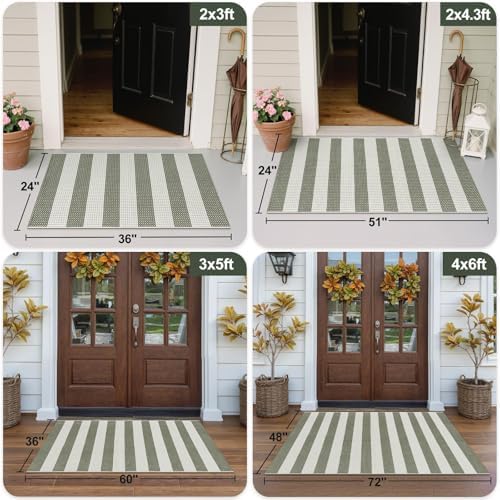 OJIA Front Door Mat 24"x36" Outdoor Doormat Striped Porch Rugs Fall Decor - Image 4