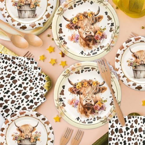 180PCS Highland Cow Paper Plates and Napkins Party Supplies Serve 60 - Image 5
