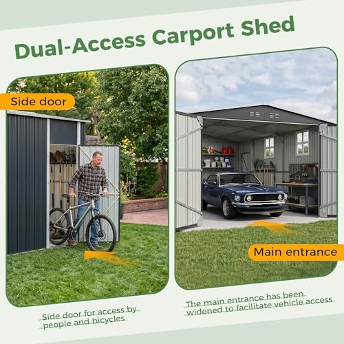 AirWire 12x20 FT Metal Storage Shed, Black - Image 7