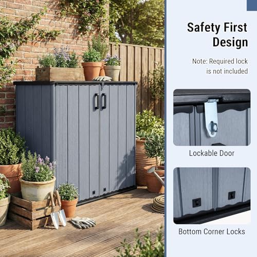 Tangkula 23.5 Cu.ft Outdoor Storage Shed with Lockable Door - Image 6