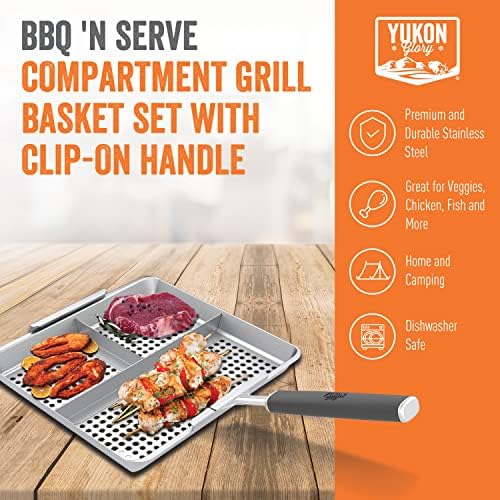 Yukon Glory Compartment Grill Basket, Stainless, Clip-On Handle - Image 5