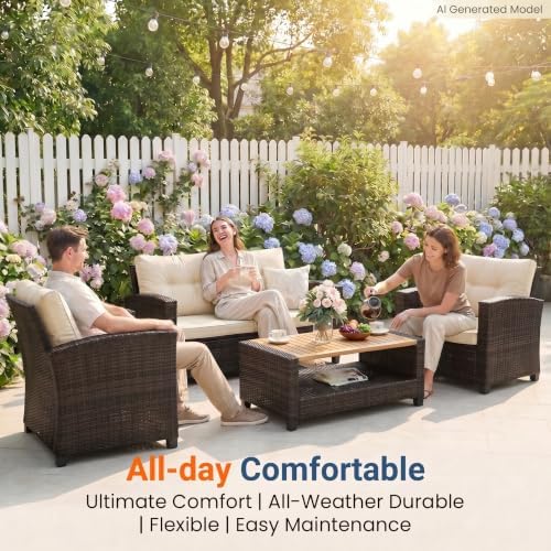 Wisteria Lane Patio Furniture Set, Wicker Outdoor Furniture for All Weather - Image 3