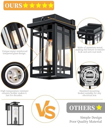 Motion Sensor Outdoor Wall Light Fixtures, 2 Packs, Black - Image 6