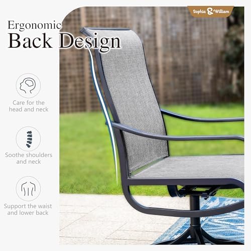Sophia & William Extendable Outdoor Dining Set for 8, Grey Swivel Chairs - Image 7
