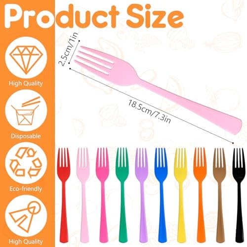 60 Pcs Pink Disposable Plastic Forks Cutlery Heavy Duty Dinnerware Plastic Silverware Flatware for Home Office School Party Picnics Restaurant Outdoor Events or Every Day Use (Pink) - Image 2