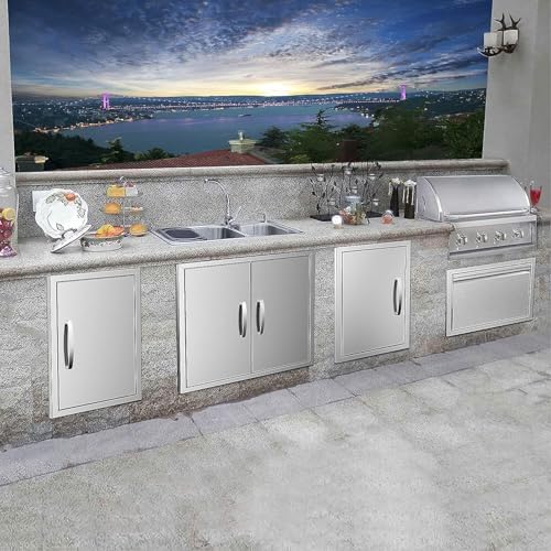 BBQ Access Double Doors 24Wx24H Flush Mount Stainless Steel Outdoor Kitchen Door for Outside Cabinets and BBQ Island - Image 7