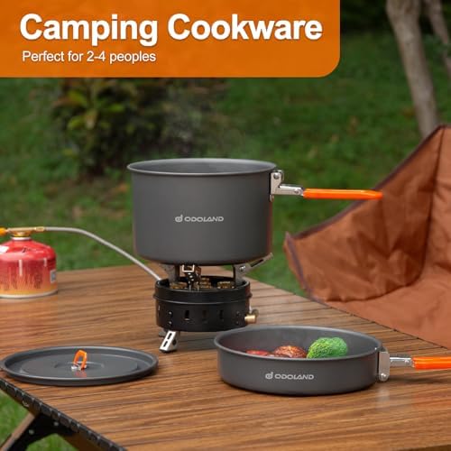 Odoland 15pcs Camping Cookware Mess Kit, Lightweight Pot Fry Pan Set - Image 4