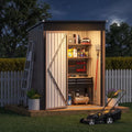 5 x 3 FT Outdoor Storage Shed, Waterproof Metal Garden Tool Shed with Sloped Roof, Magnetic Light, Lockable Door & Air Vents for Backyard Patio Lawn, Brown by Unknown